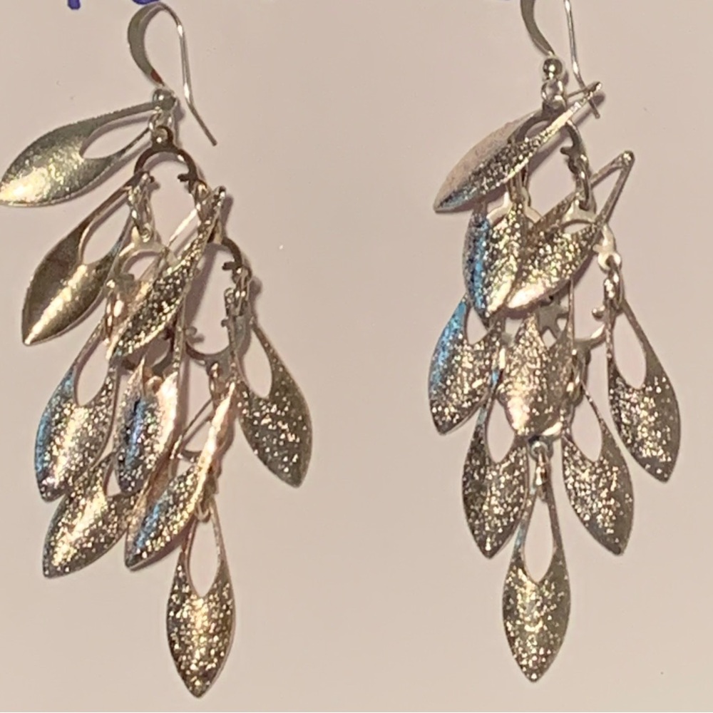 Classy Silver Leaf Dangle Earrings
